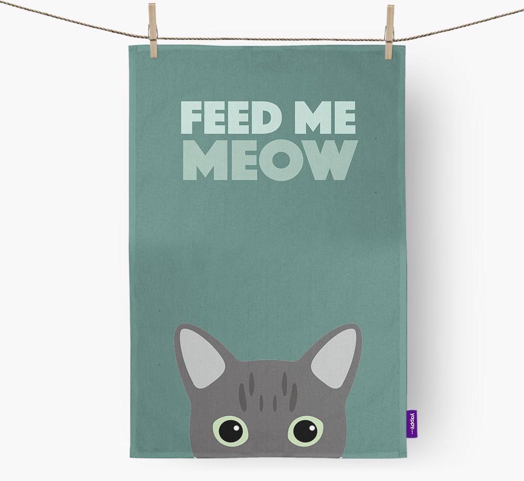 'Feed Me Meow' - Personalized {breedCommonName} Dish Towel