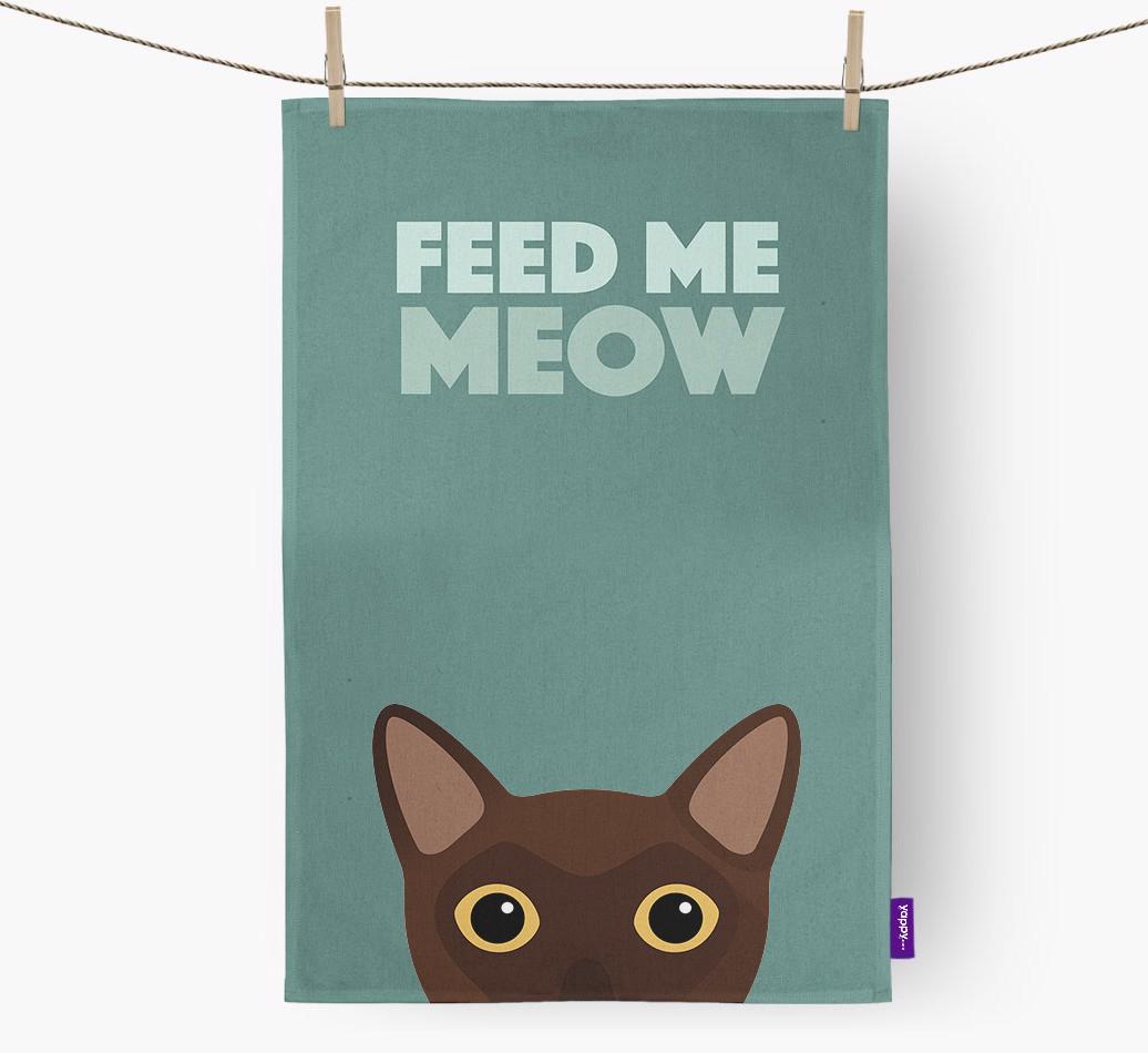 'Feed Me Meow' - Personalized {breedCommonName} Dish Towel