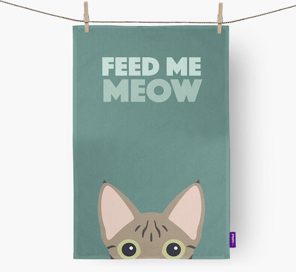 'Feed Me Meow' - Personalized {breedCommonName} Dish Towel