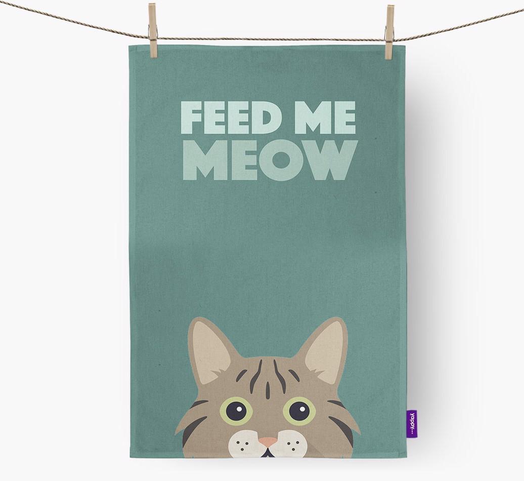 'Feed Me Meow' - Personalized {breedCommonName} Dish Towel