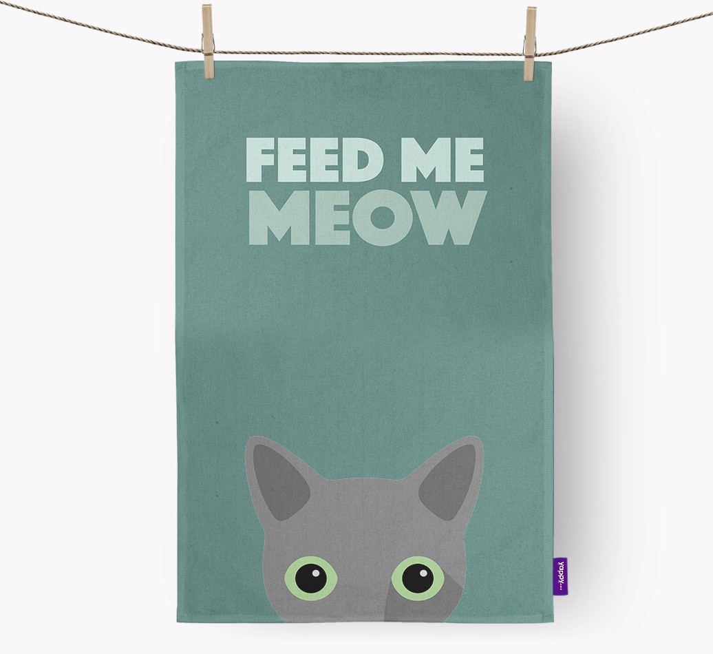 Personalized Russian Blue Dish Towels