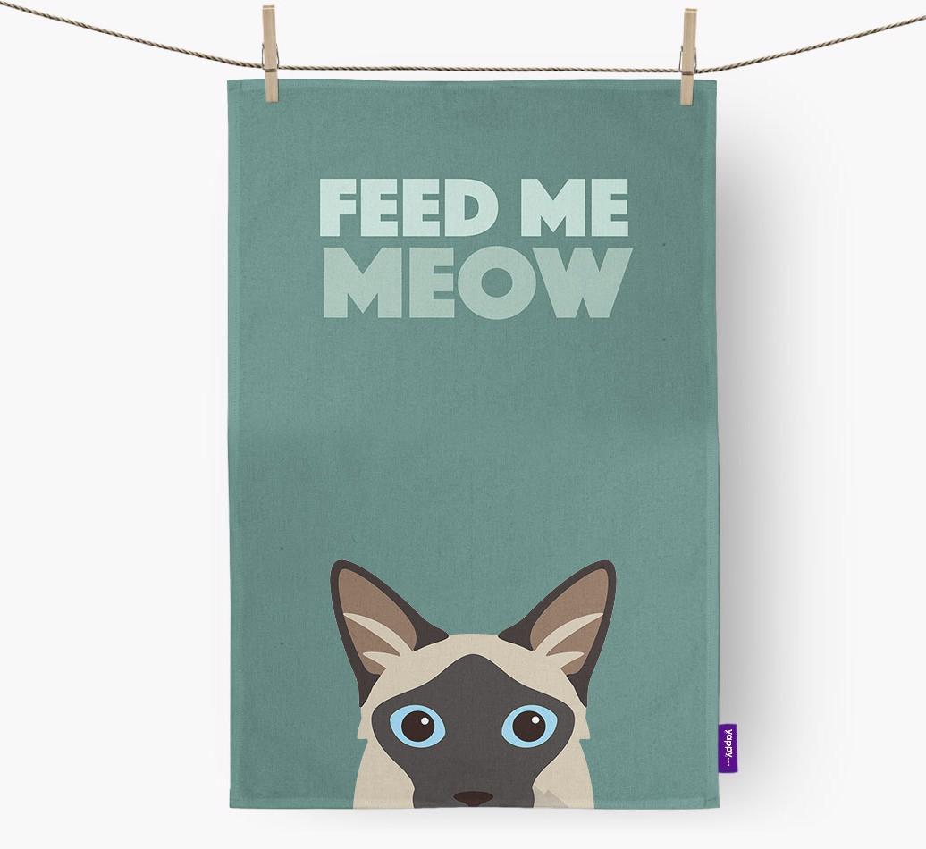 'Feed Me Meow' - Personalized {breedCommonName} Dish Towel