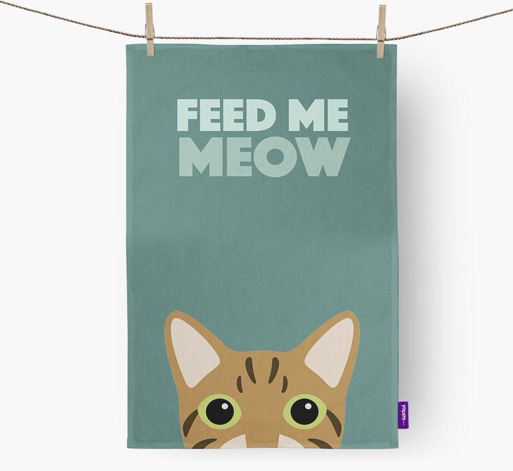 'Feed Me Meow' - Personalized {breedCommonName} Dish Towel