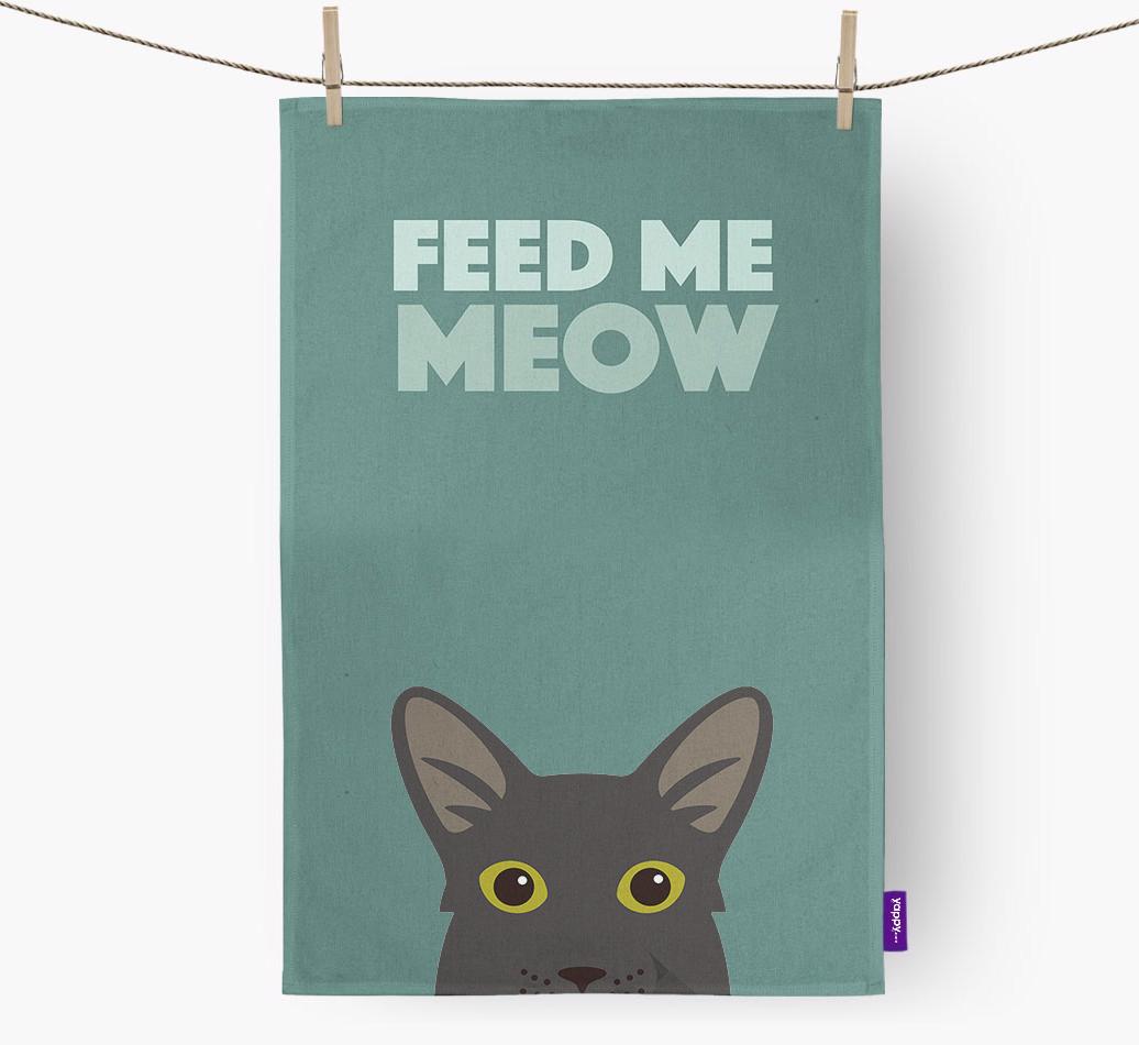 'Feed Me Meow' - Personalized {breedCommonName} Dish Towel