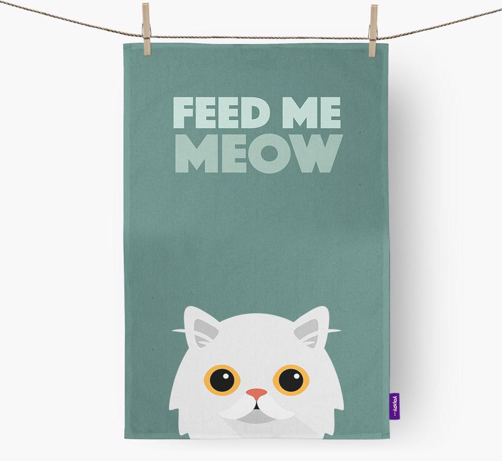 'Feed Me Meow' - Personalized {breedCommonName} Dish Towel