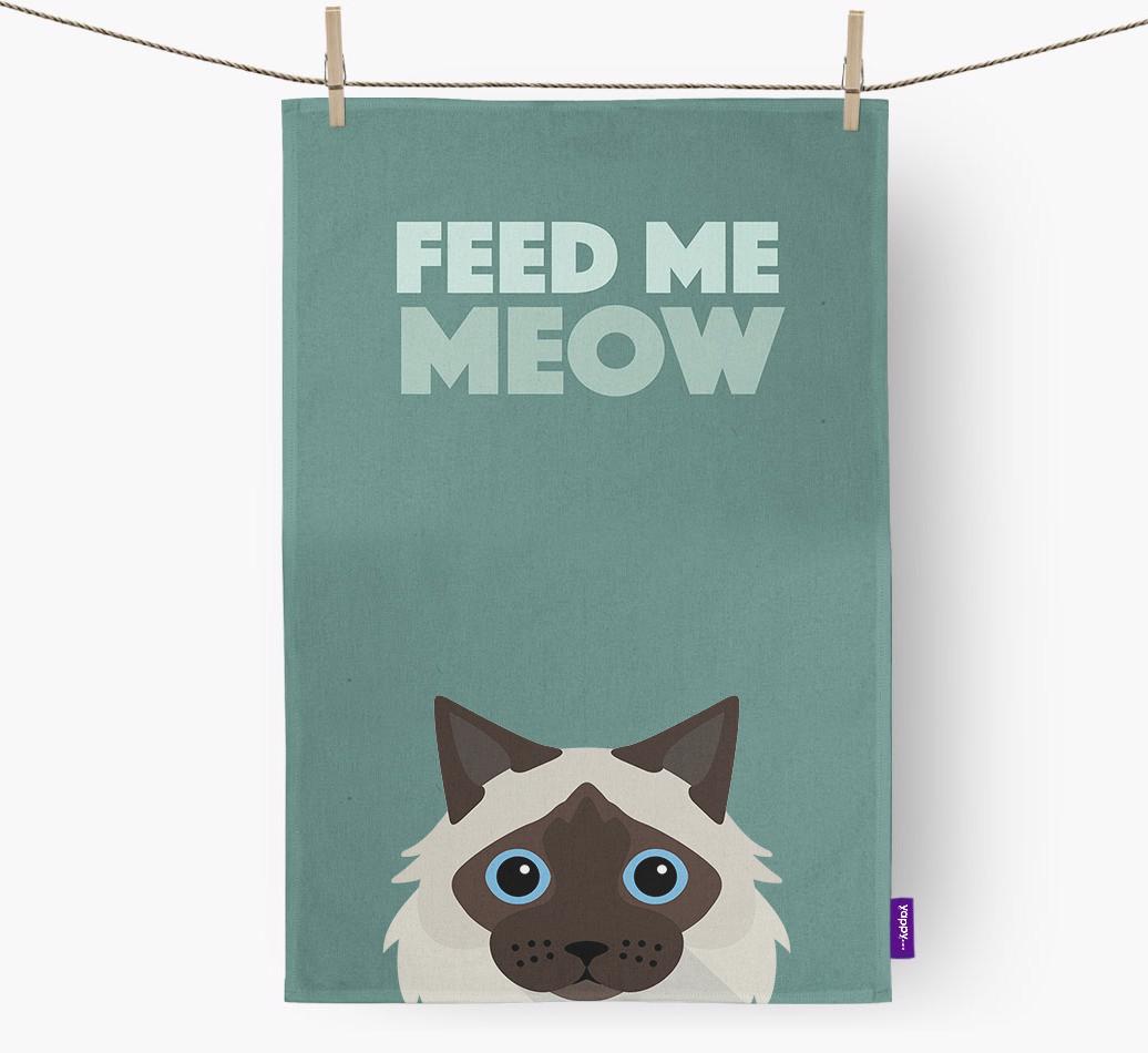 'Feed Me Meow' - Personalized {breedCommonName} Dish Towel