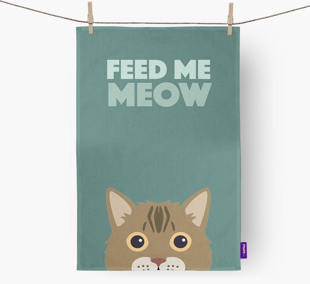 'Feed Me Meow' - Personalized {breedCommonName} Dish Towel