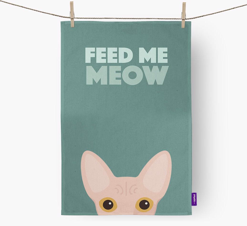 'Feed Me Meow' - Personalized {breedCommonName} Dish Towel