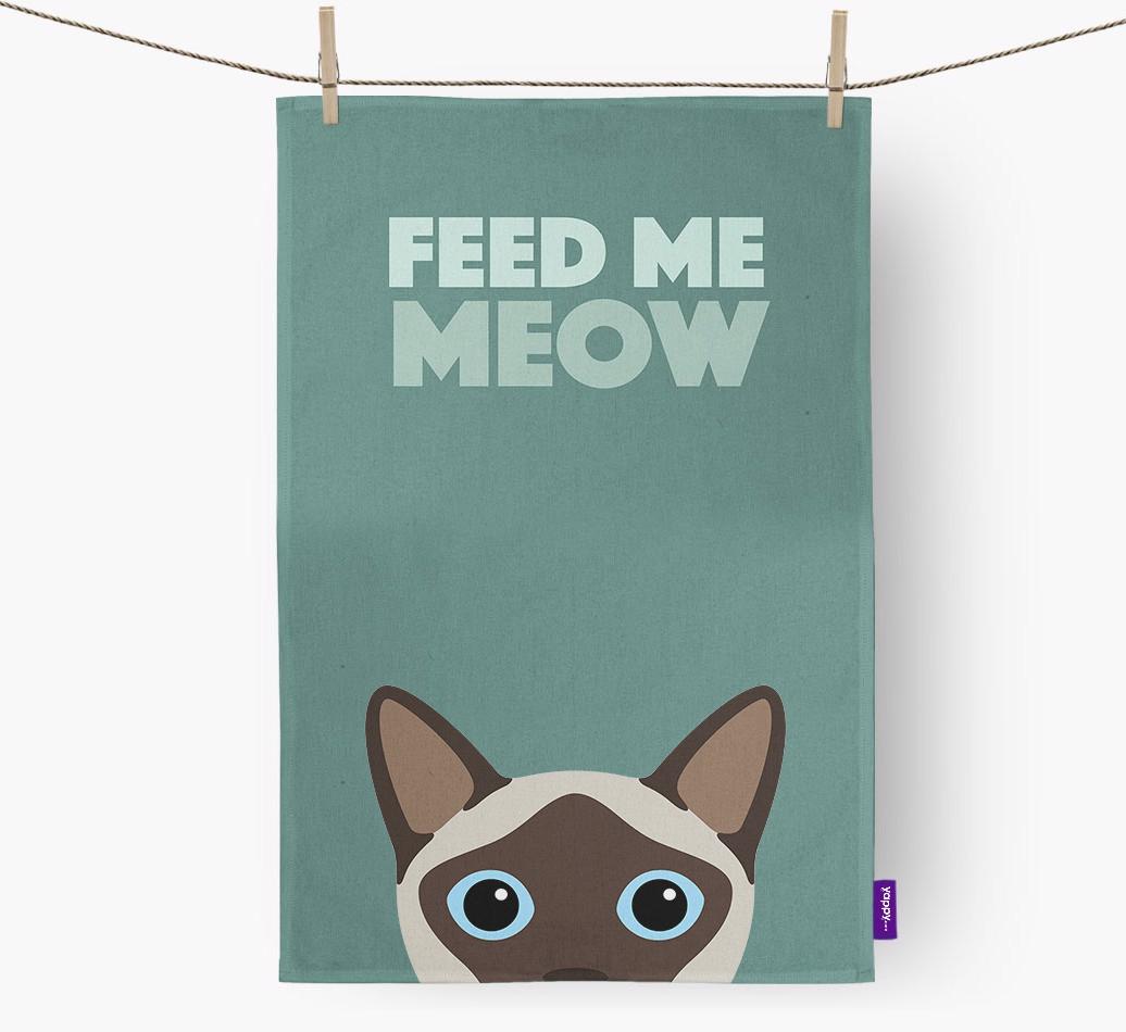 'Feed Me Meow' - Personalized {breedCommonName} Dish Towel