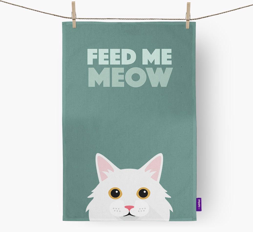 'Feed Me Meow' - Personalized {breedCommonName} Dish Towel