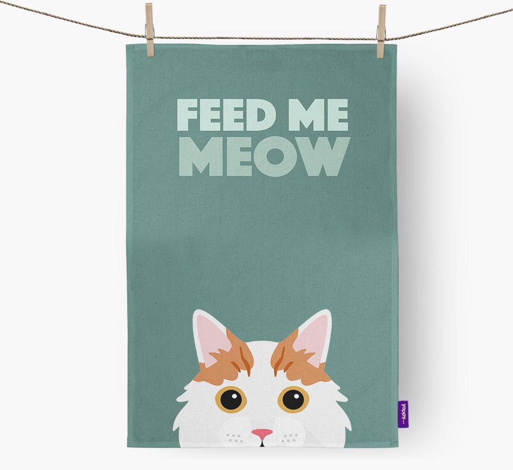 'Feed Me Meow' - Personalized {breedCommonName} Dish Towel