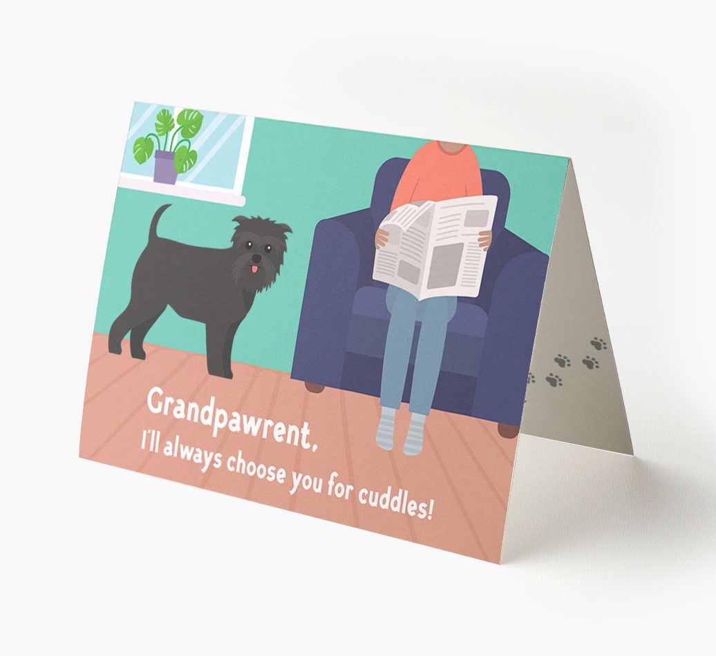 'Grandpawrent, I'll Always Choose You For Cuddles' - Personalised {breedFullName} Card
