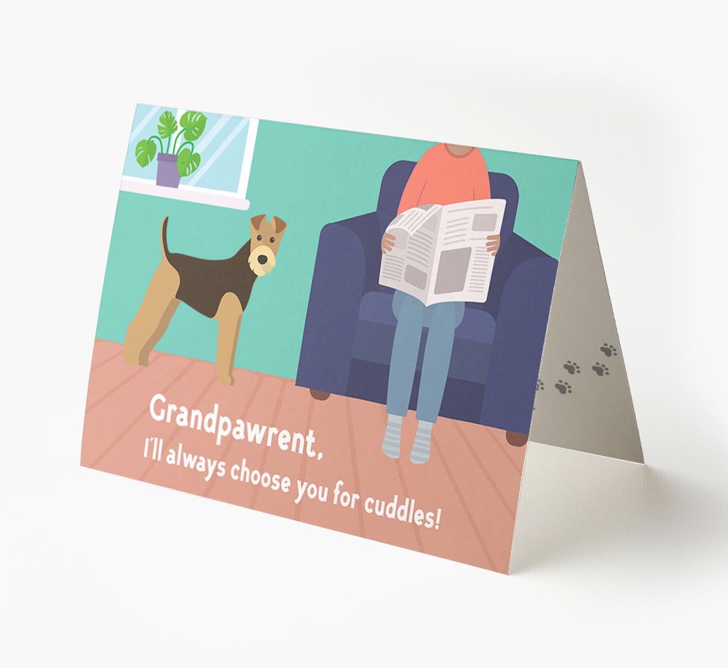 'Grandpawrent, I'll Always Choose You For Cuddles' - Personalised {breedFullName} Card