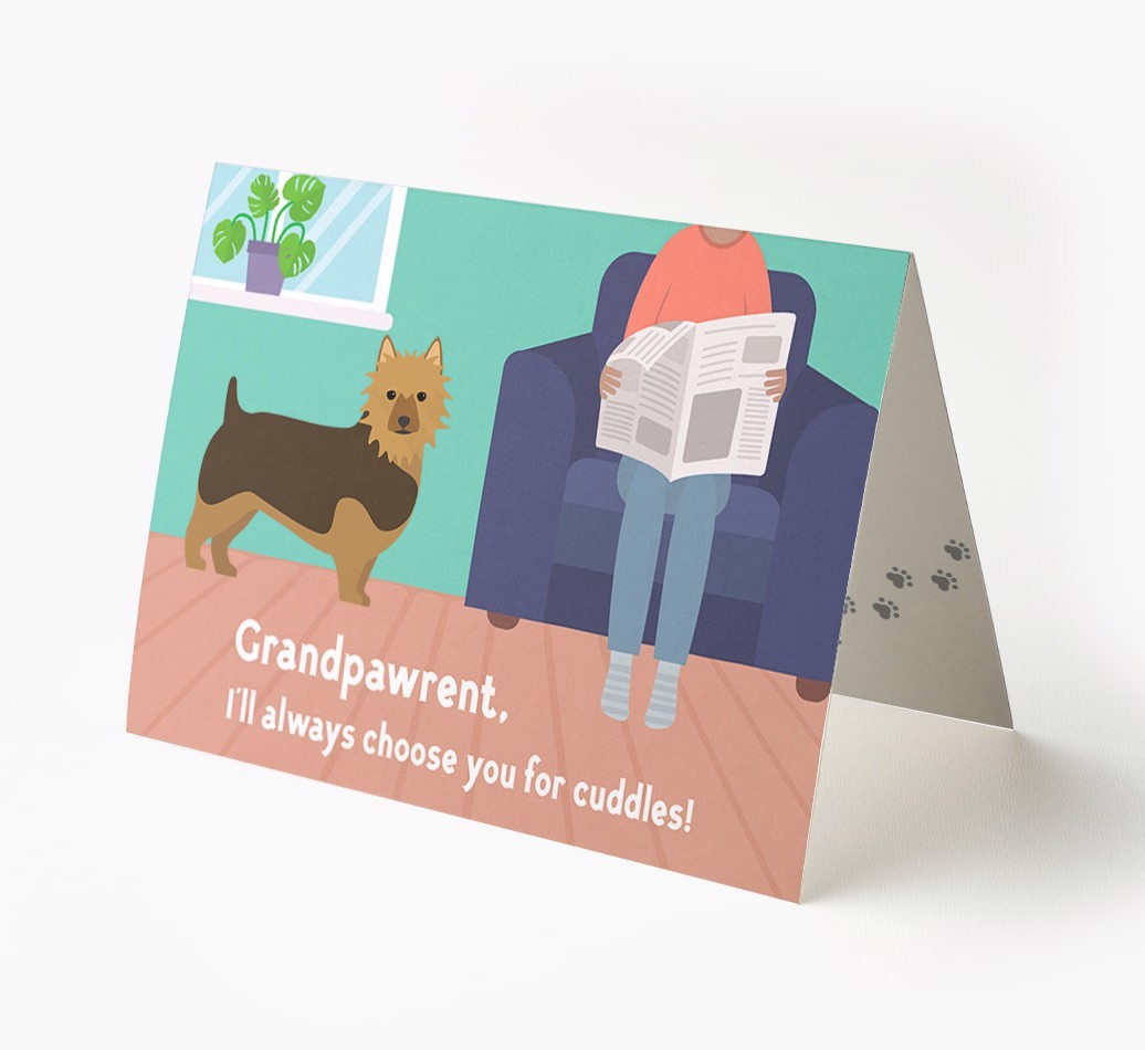 'Grandpawrent, I'll Always Choose You For Cuddles' - Personalised {breedFullName} Card