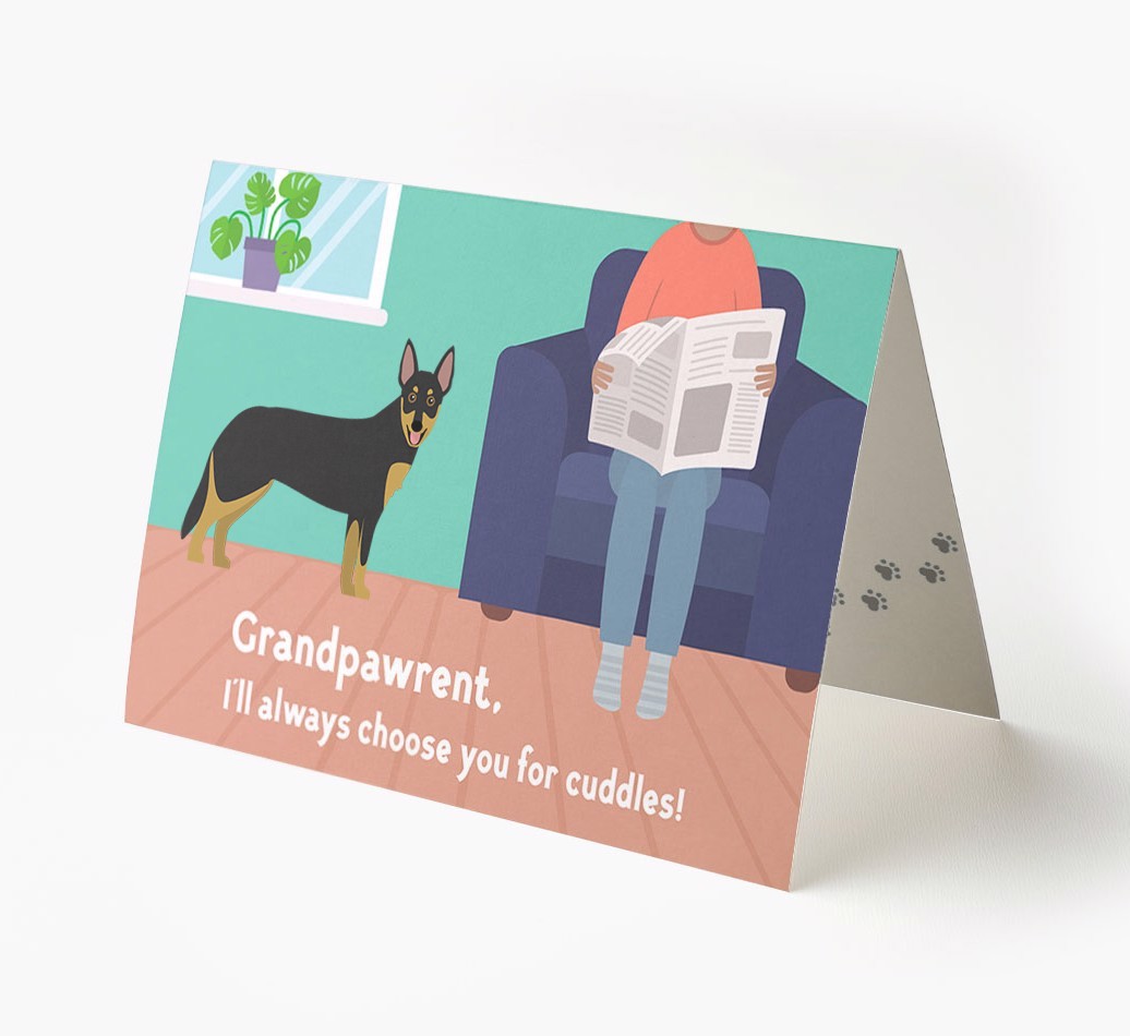 'Grandpawrent, I'll Always Choose You For Cuddles' - Personalised {breedFullName} Card