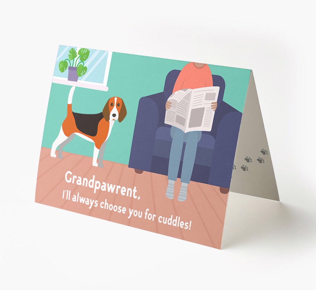 'Grandpawrent, I'll Always Choose You For Cuddles' - Personalised {breedFullName} Card