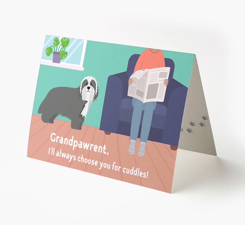 'Grandpawrent, I'll Always Choose You For Cuddles' - Personalised {breedFullName} Card