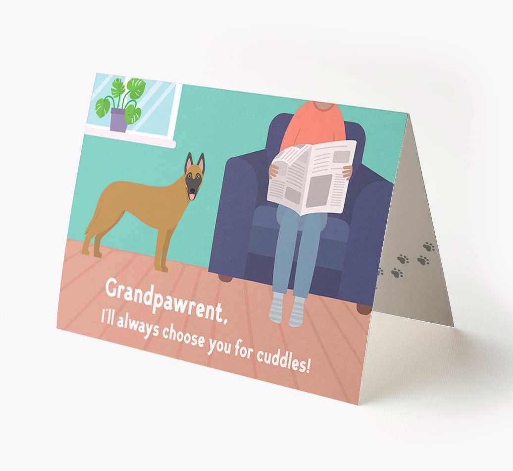 'Grandpawrent, I'll Always Choose You For Cuddles' - Personalised {breedFullName} Card