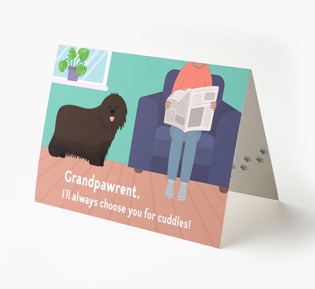 'Grandpawrent, I'll Always Choose You For Cuddles' - Personalised {breedFullName} Card