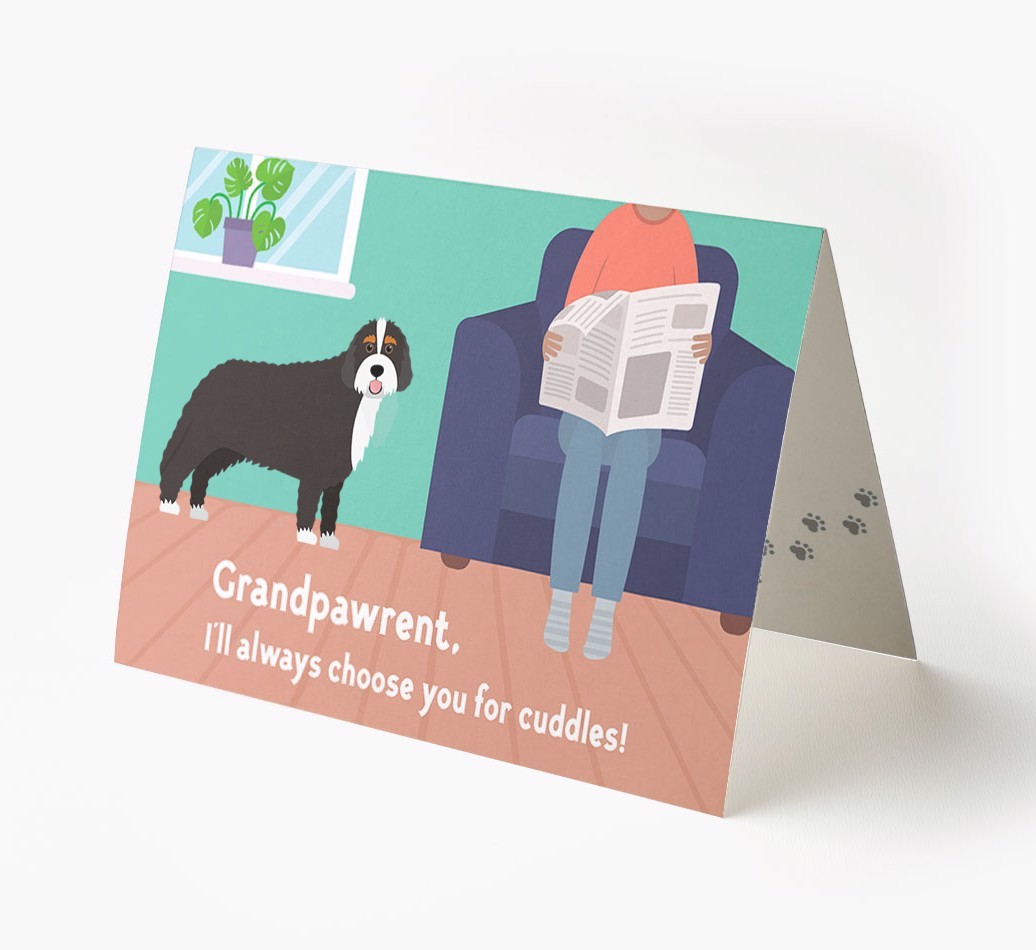 'Grandpawrent, I'll Always Choose You For Cuddles' - Personalised {breedFullName} Card