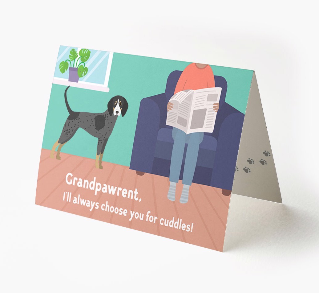 'Grandpawrent, I'll Always Choose You For Cuddles' - Personalised {breedFullName} Card