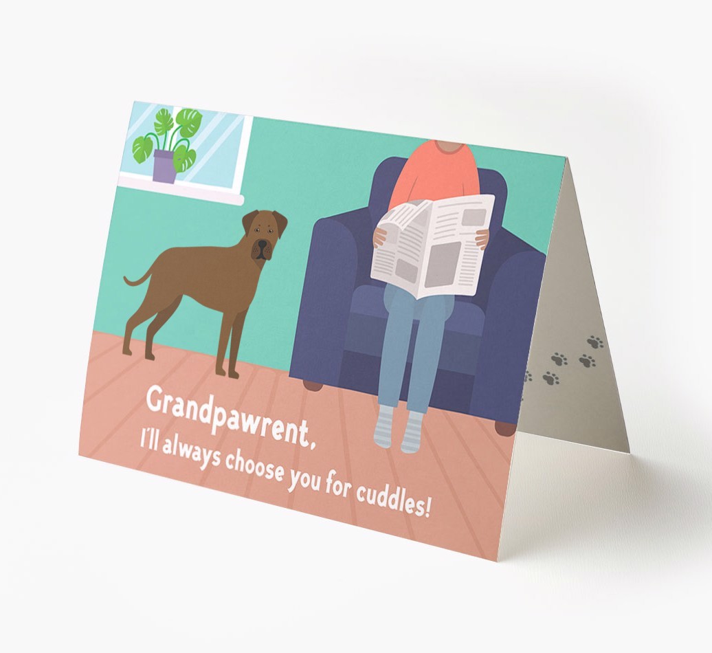 'Grandpawrent, I'll Always Choose You For Cuddles' - Personalised {breedFullName} Card