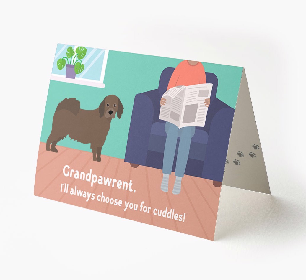 'Grandpawrent, I'll Always Choose You For Cuddles' - Personalised {breedFullName} Card