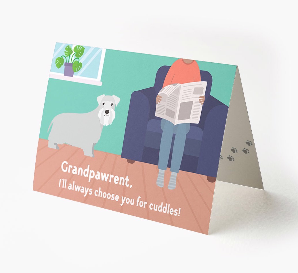 'Grandpawrent, I'll Always Choose You For Cuddles' - Personalised {breedFullName} Card