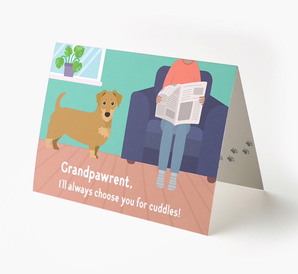'Grandpawrent, I'll Always Choose You For Cuddles' - Personalised {breedFullName} Card