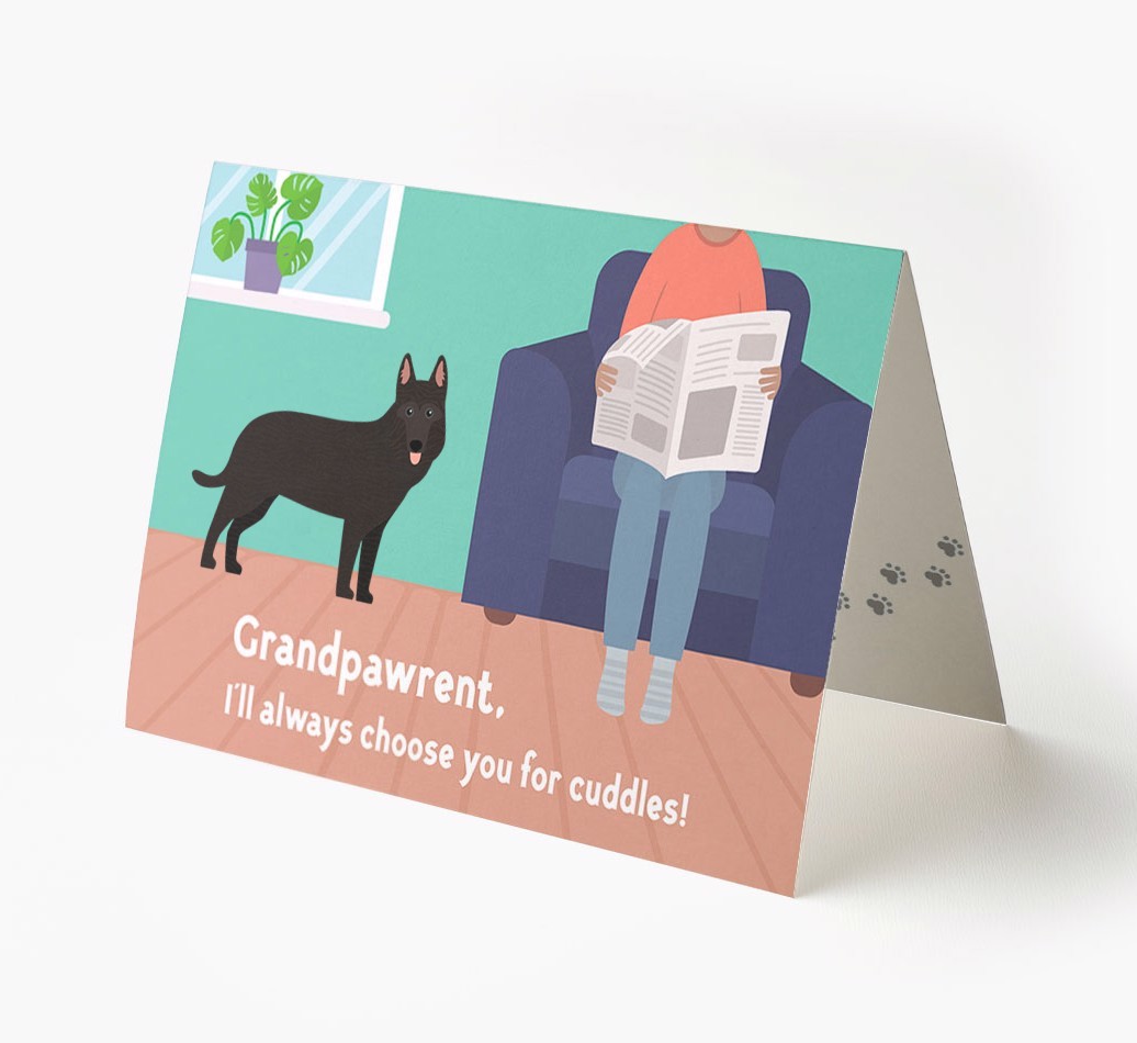 'Grandpawrent, I'll Always Choose You For Cuddles' - Personalised {breedFullName} Card