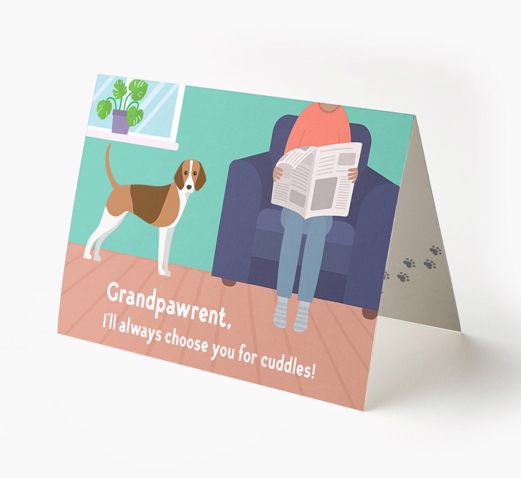 'Grandpawrent, I'll Always Choose You For Cuddles' - Personalised {breedFullName} Card