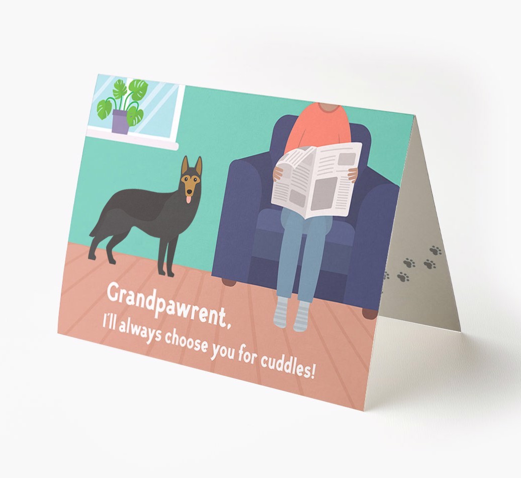 'Grandpawrent, I'll Always Choose You For Cuddles' - Personalised {breedFullName} Card