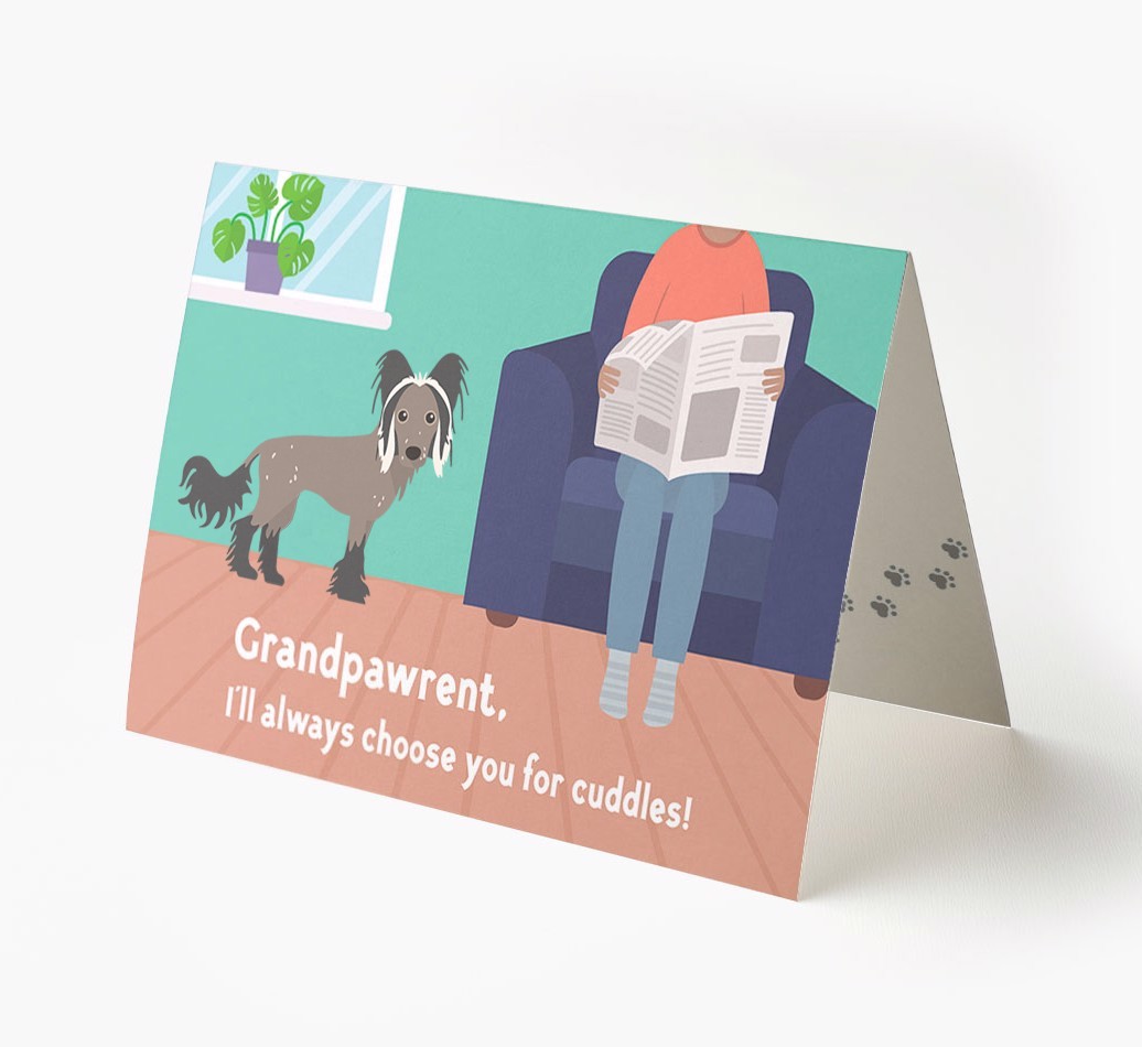 'Grandpawrent, I'll Always Choose You For Cuddles' - Personalised {breedFullName} Card