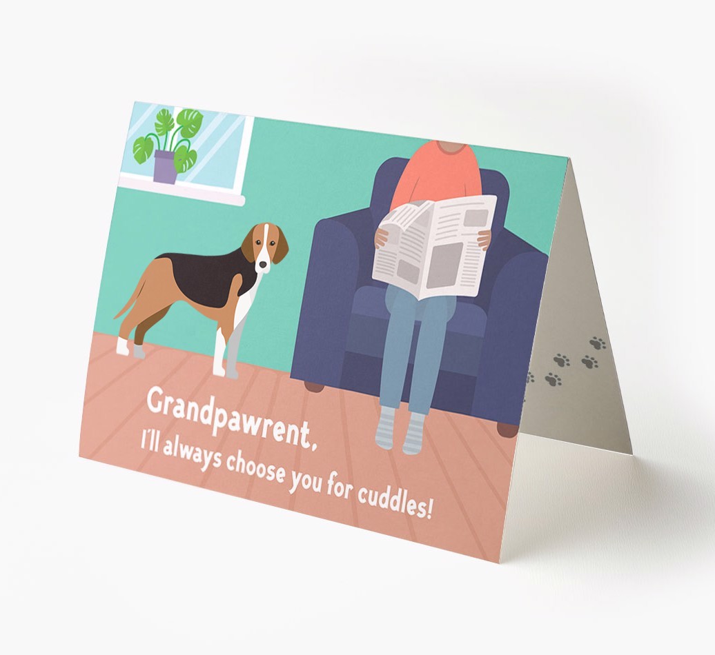 'Grandpawrent, I'll Always Choose You For Cuddles' - Personalised {breedFullName} Card