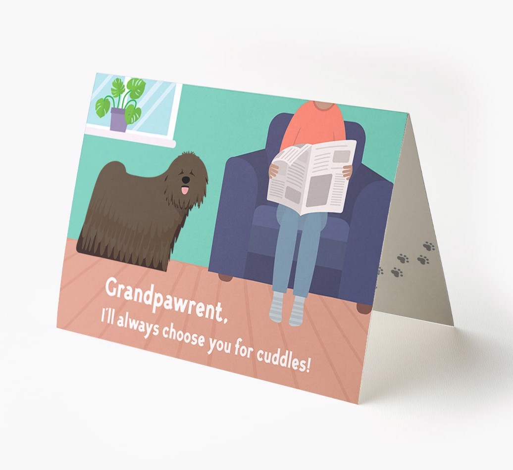 'Grandpawrent, I'll Always Choose You For Cuddles' - Personalised {breedFullName} Card