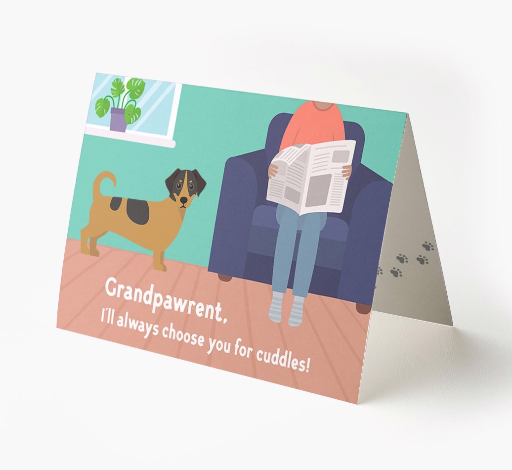 'Grandpawrent, I'll Always Choose You For Cuddles' - Personalised {breedFullName} Card