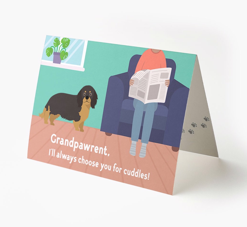 'Grandpawrent, I'll Always Choose You For Cuddles' - Personalised {breedFullName} Card