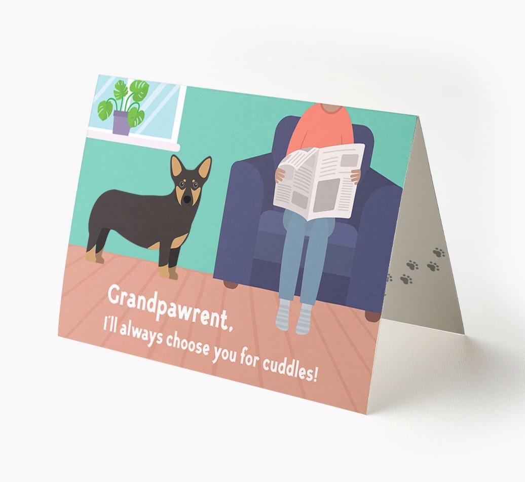 'Grandpawrent, I'll Always Choose You For Cuddles' - Personalised {breedFullName} Card