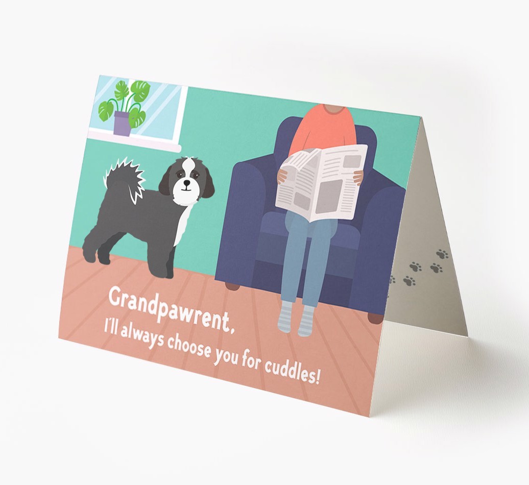 'Grandpawrent, I'll Always Choose You For Cuddles' - Personalised {breedFullName} Card