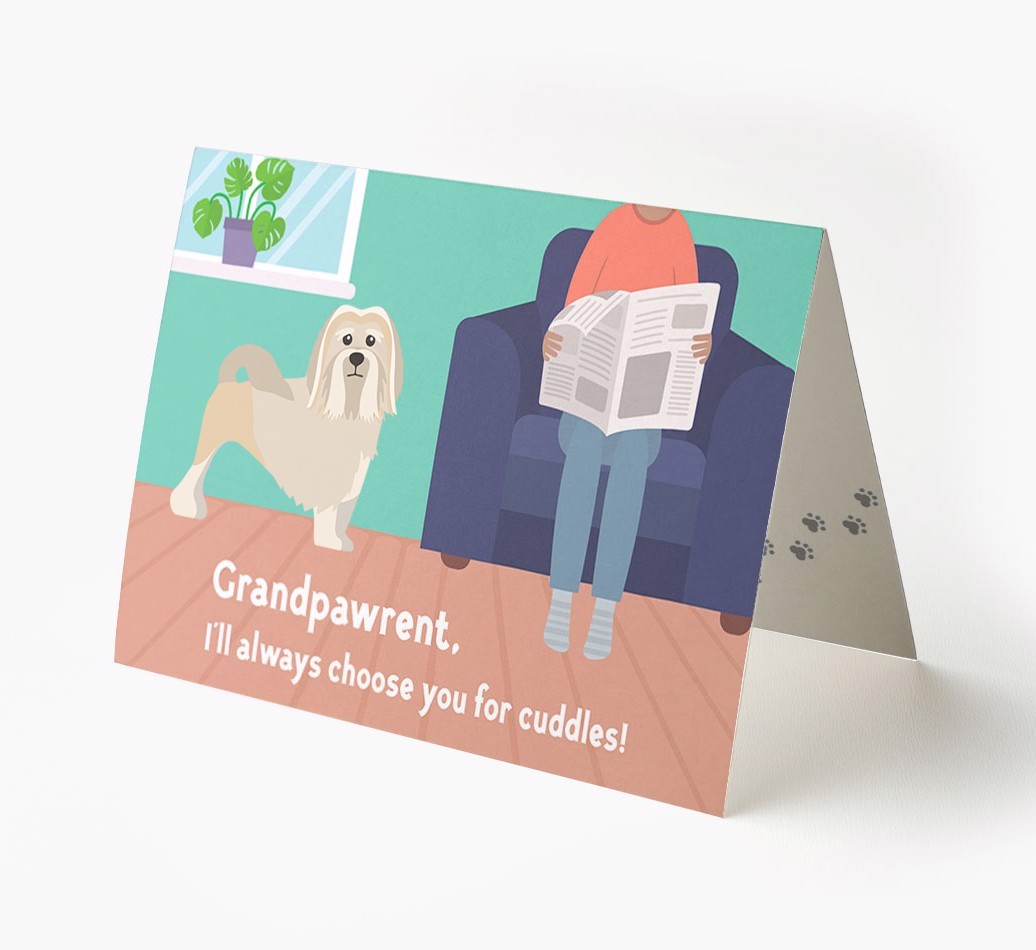'Grandpawrent, I'll Always Choose You For Cuddles' - Personalised {breedFullName} Card