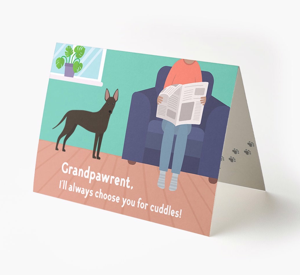 'Grandpawrent, I'll Always Choose You For Cuddles' - Personalised {breedFullName} Card