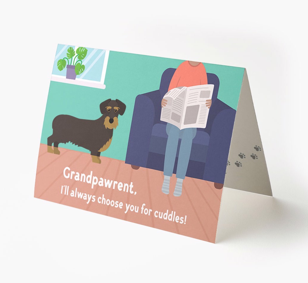 'Grandpawrent, I'll Always Choose You For Cuddles' - Personalised {breedFullName} Card