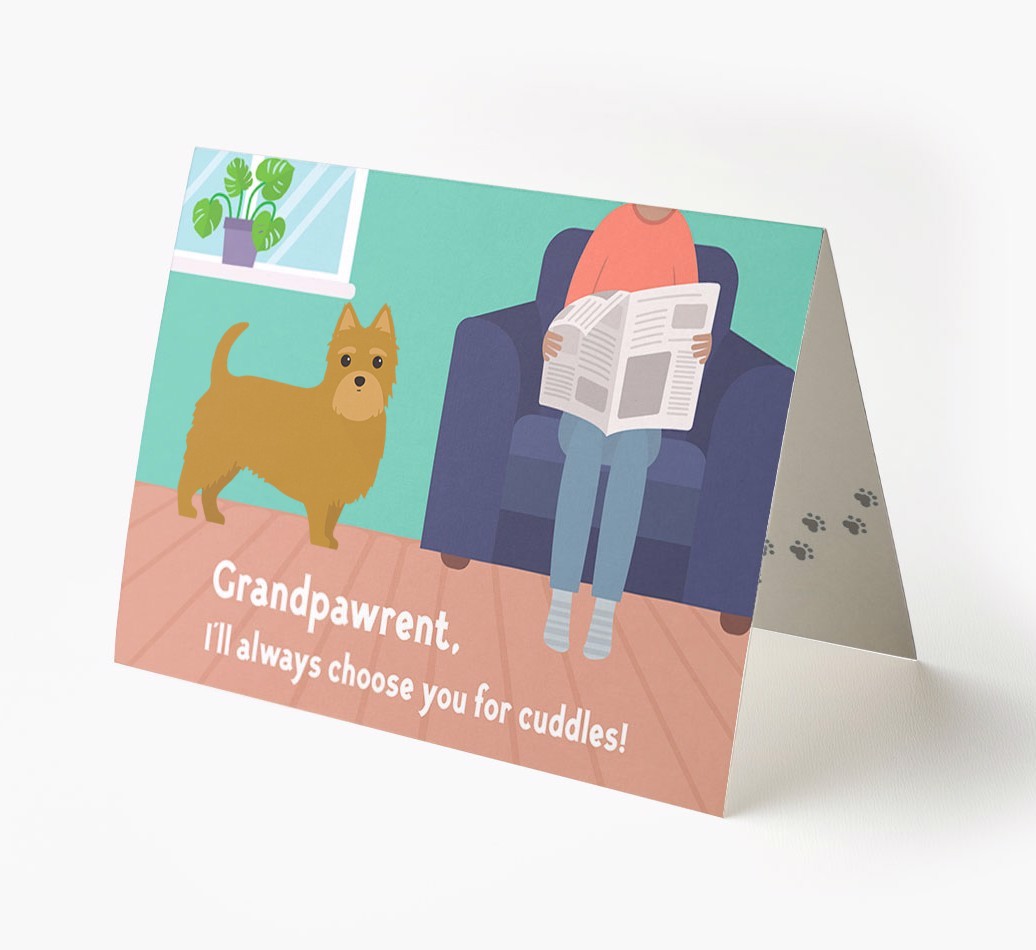 'Grandpawrent, I'll Always Choose You For Cuddles' - Personalised {breedFullName} Card