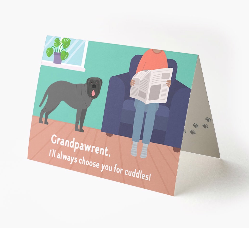 'Grandpawrent, I'll Always Choose You For Cuddles' - Personalised {breedFullName} Card