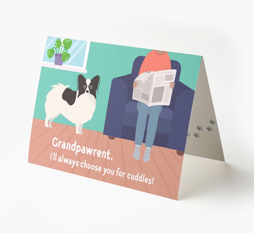 'Grandpawrent, I'll Always Choose You For Cuddles' - Personalised {breedFullName} Card