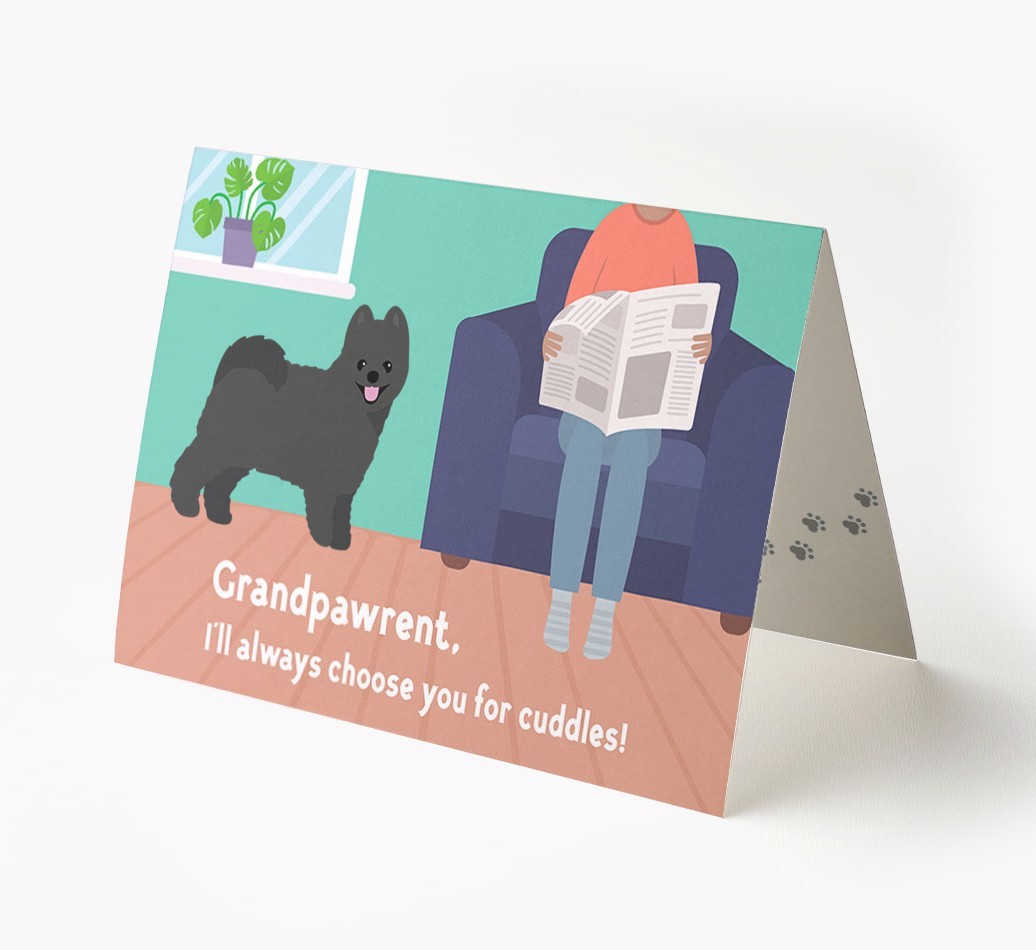 'Grandpawrent, I'll Always Choose You For Cuddles' - Personalised {breedFullName} Card