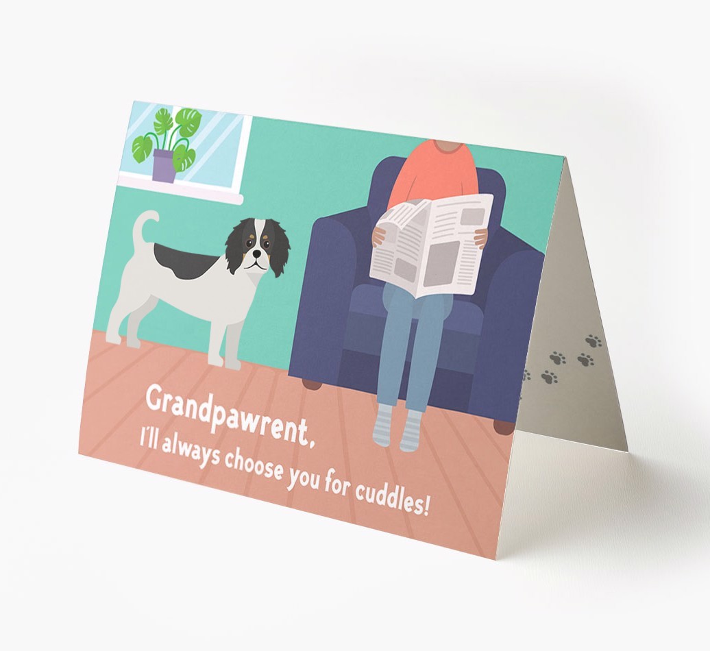 'Grandpawrent, I'll Always Choose You For Cuddles' - Personalised {breedFullName} Card