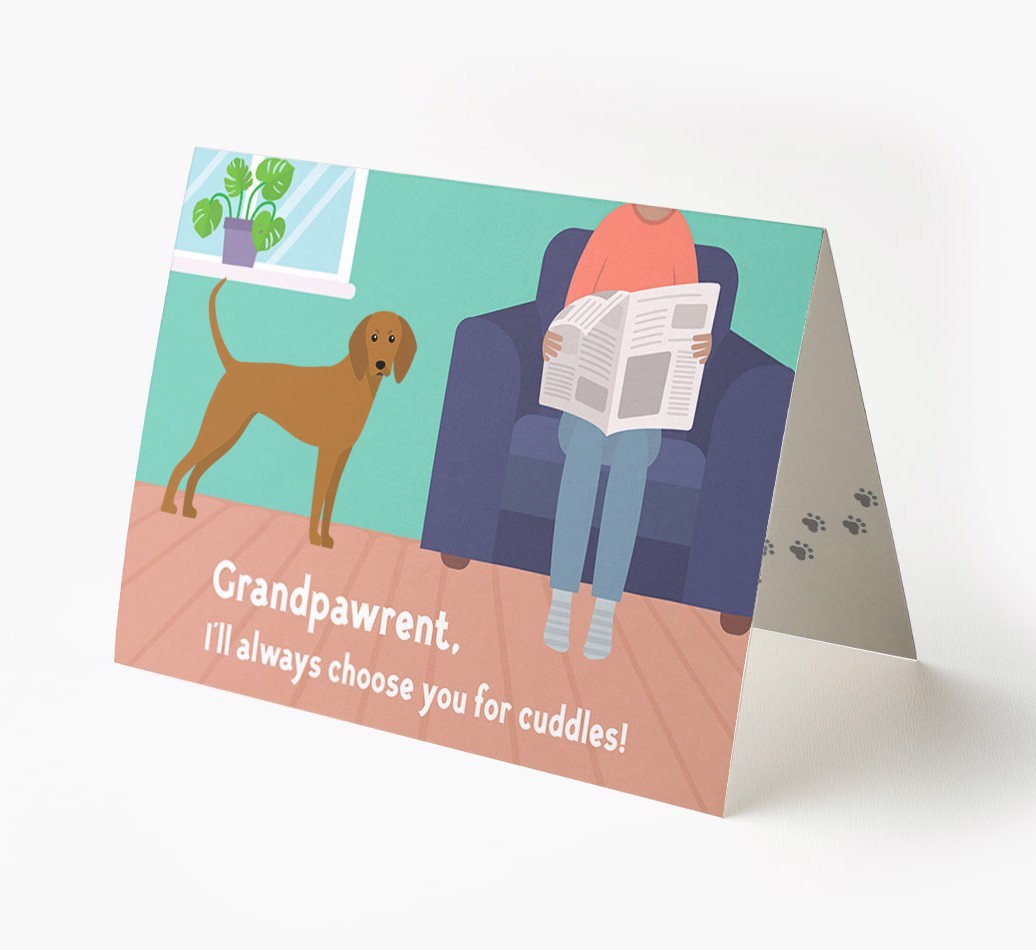 'Grandpawrent, I'll Always Choose You For Cuddles' - Personalised {breedFullName} Card