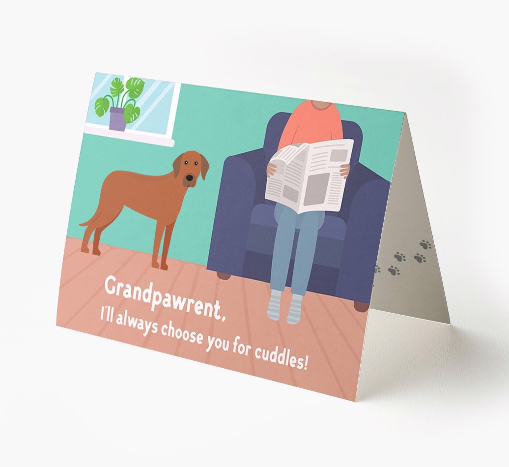 'Grandpawrent, I'll Always Choose You For Cuddles' - Personalised {breedFullName} Card