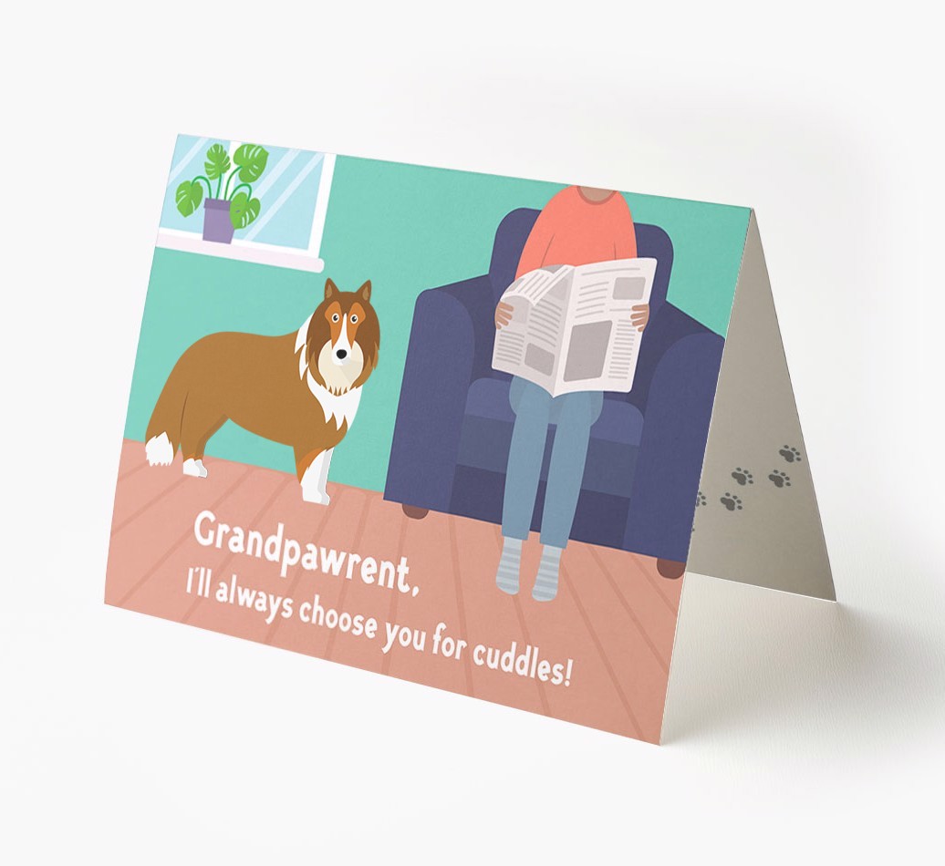 'Grandpawrent, I'll Always Choose You For Cuddles' - Personalised {breedFullName} Card